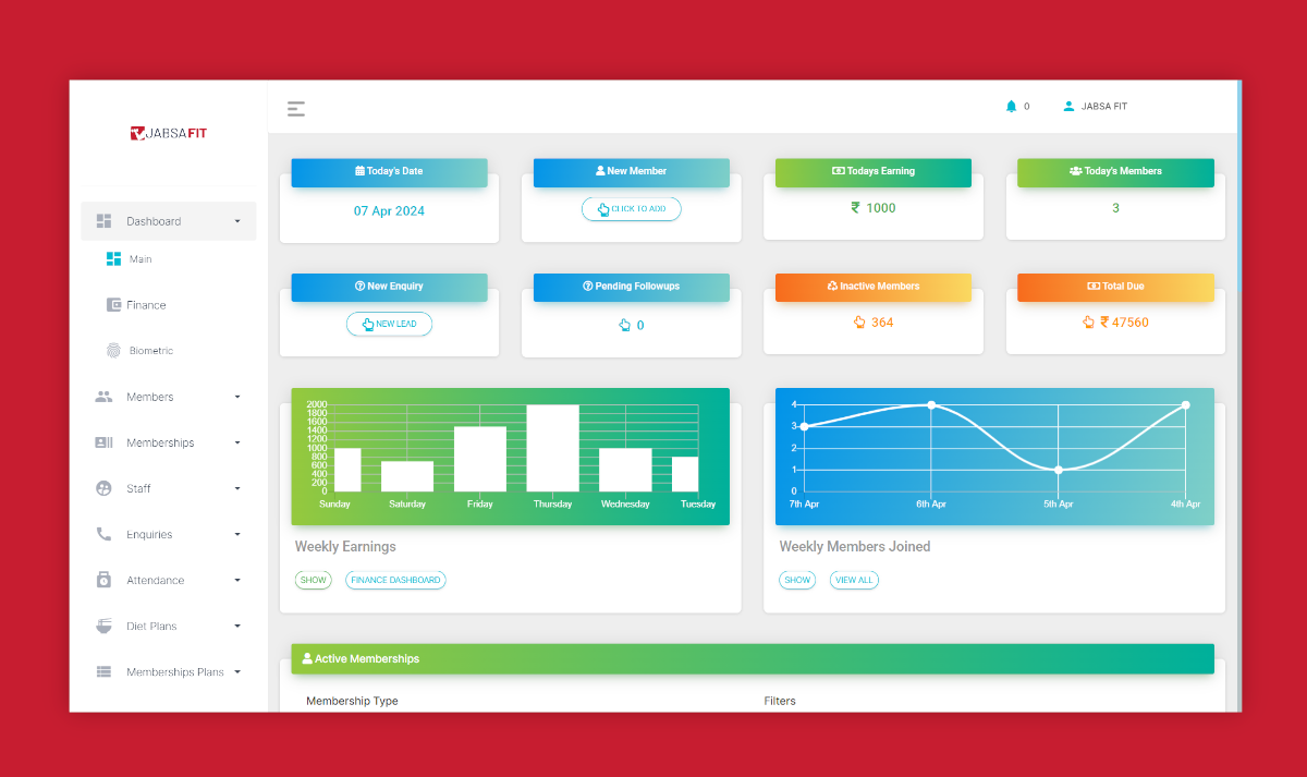 JabsaFit - A modern and comprehensive gym management system
